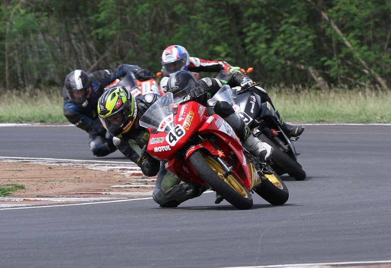 Peddu Sri Harsha (No.46), winner of the Stock (Novice, 165cc) race (July 09).JPG