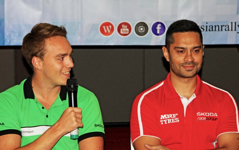 Gaurav Gill (right) and Ole Christian Veiby during FIA press conference (Aug 11).JPG