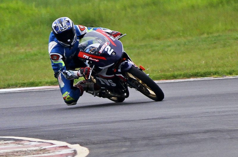 Jagan Kumar who qualified for pole position in the Super Sport Indian (up to 165cc) category (Se.JPG