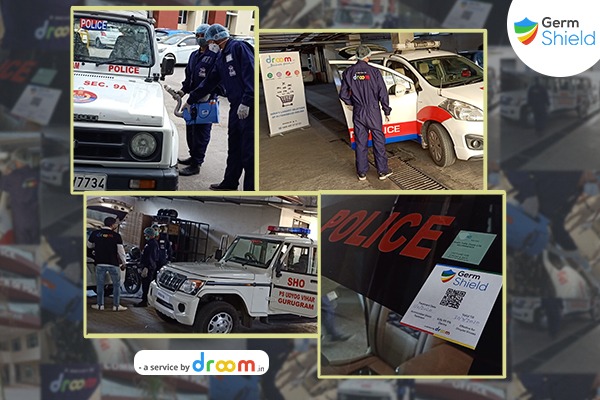 Droom team doing Germ-Shield to Gurugram Police Fleet.jpeg