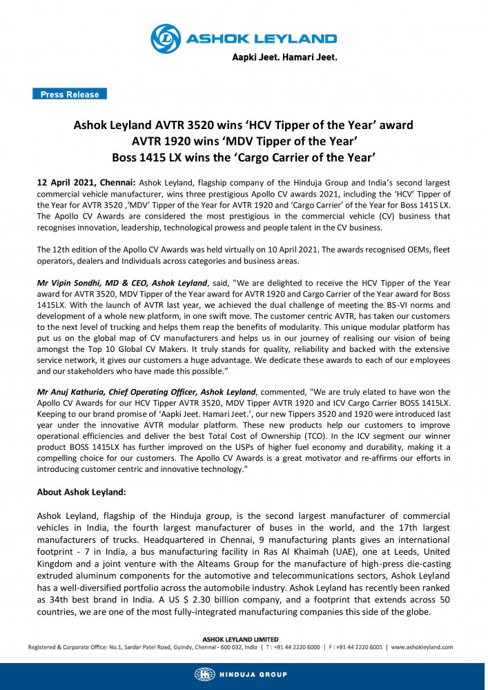 Press Release - Ashok Leyland wins HCV, MDV and Cargo Carrier of the year_1.jpg