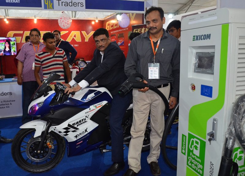 EXICOM Solutions e-vehicle Charging station launched at the Expo.JPG