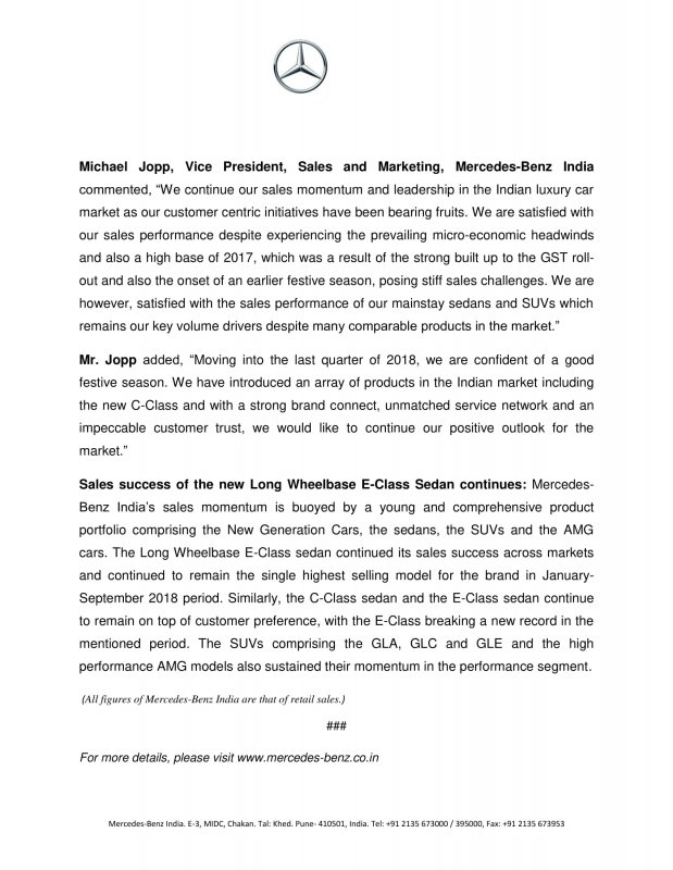 Press Release - Mercedes-Benz India Q3 2018 Sales Press Release-2.jpg
