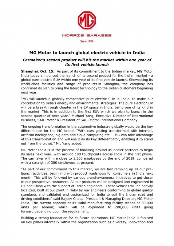 Press Release - MG Motor to launch global electric vehicle in India-1.jpg