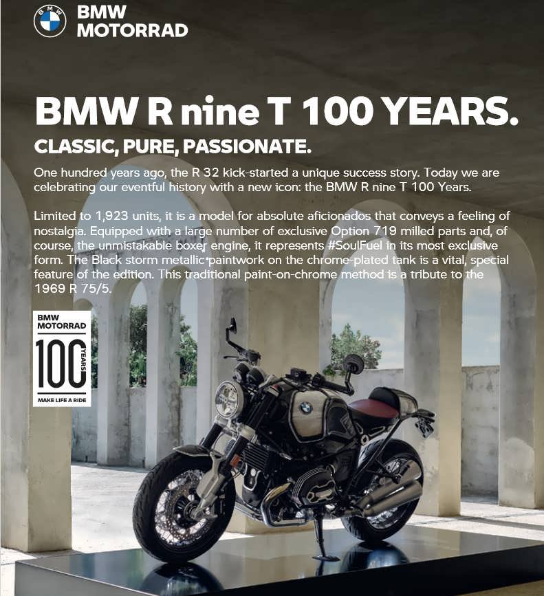 BMW Motorrad presents the R nineT 100 Years and R 18 100 Years to
